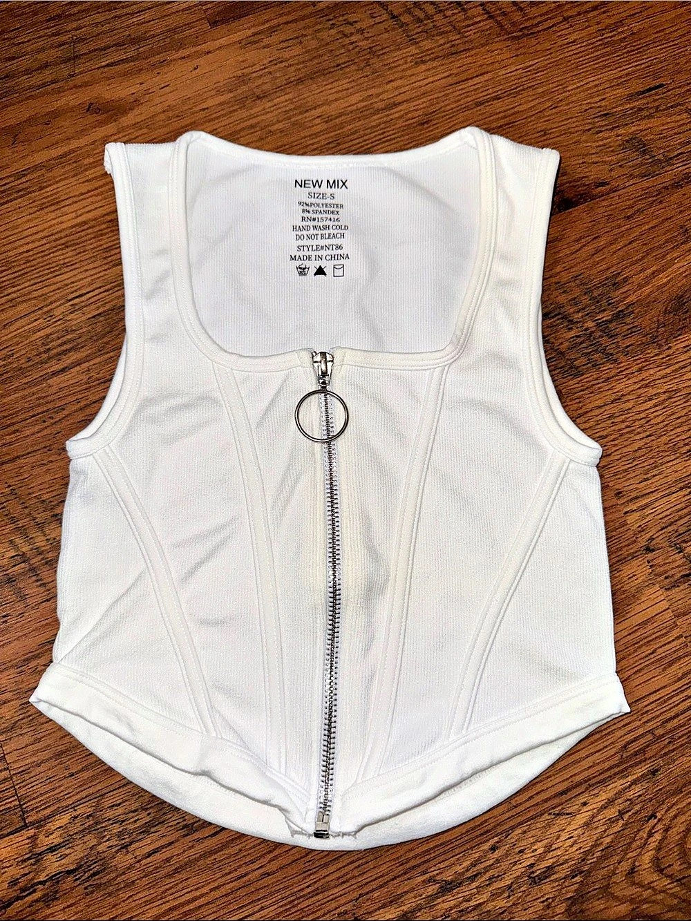 New Mix Full Zip Crop Tank Top White Zip Front Crop Top Small 22.1.M.1